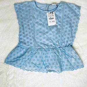 NWT Zara Kids eyelet short sleeve top.